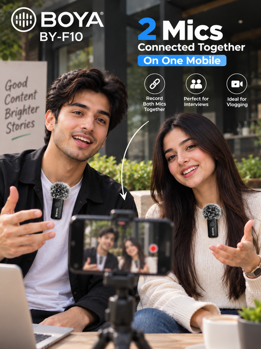 BOYA BY-F10 dual wireless microphones for two-person recording