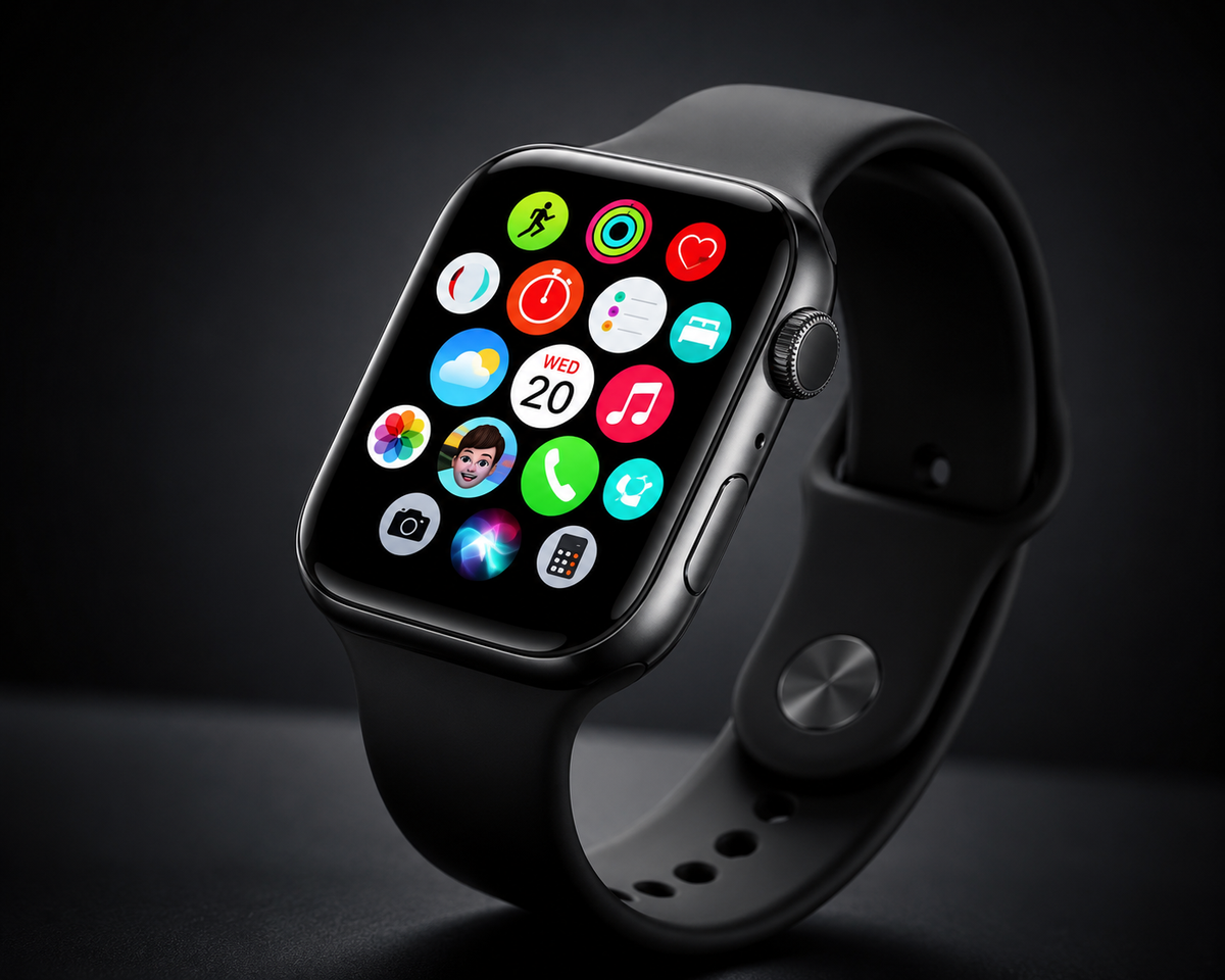 Series 11 smartwatch 46mm black with colorful app display