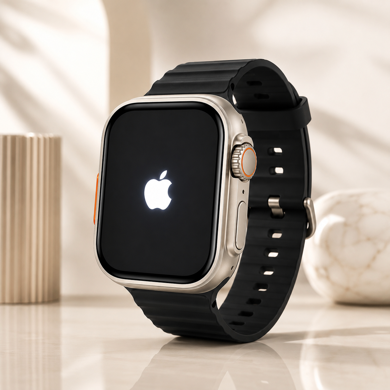 Ultra 3 49mm Smart Watch – Apple Logo| Natural Titanium Finish | Bluetooth Calling