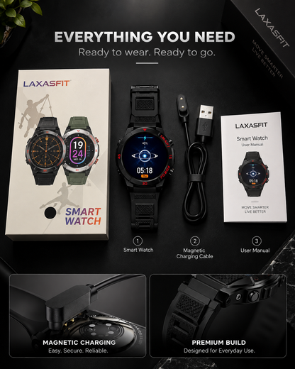 GT11 smartwatch box with watch, magnetic charging cable and user manual included